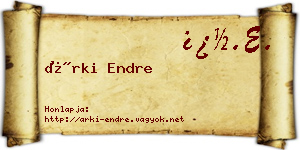 Árki Endre névjegykártya