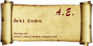 Árki Endre névjegykártya